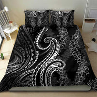Polynesia Plumeria Lei Bedding Set Black Curves Motif