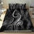 Polynesia Plumeria Lei Bedding Set Black Curves Motif