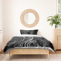 Polynesia Plumeria Lei Bedding Set Black Curves Motif