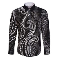 Polynesia Plumeria Lei Family Matching Puletasi and Hawaiian Shirt Black Curves Motif
