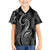 Polynesia Plumeria Lei Family Matching Short Sleeve Bodycon Dress and Hawaiian Shirt Black Curves Motif