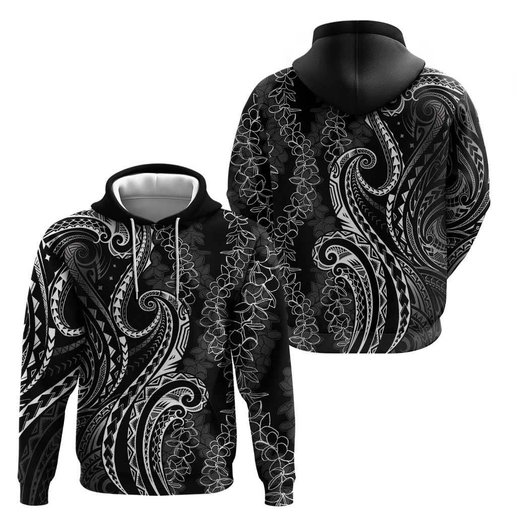Polynesia Plumeria Lei Hoodie Black Curves Motif