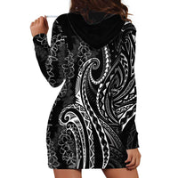 Polynesia Plumeria Lei Hoodie Dress Black Curves Motif