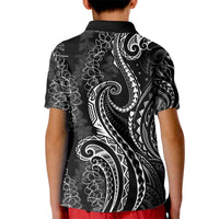 Polynesia Plumeria Lei Kid Polo Shirt Black Curves Motif