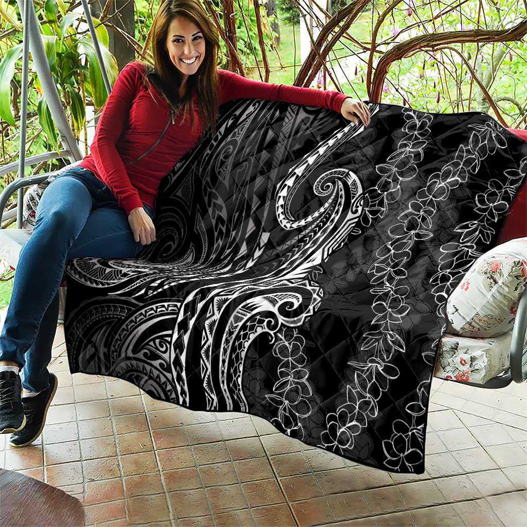Polynesia Plumeria Lei Quilt Black Curves Motif
