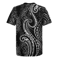 Polynesia Plumeria Lei Rugby Jersey Black Curves Motif
