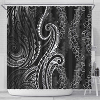Polynesia Plumeria Lei Shower Curtain Black Curves Motif