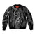 Polynesia Plumeria Lei Sleeve Zip Bomber Jacket Black Curves Motif
