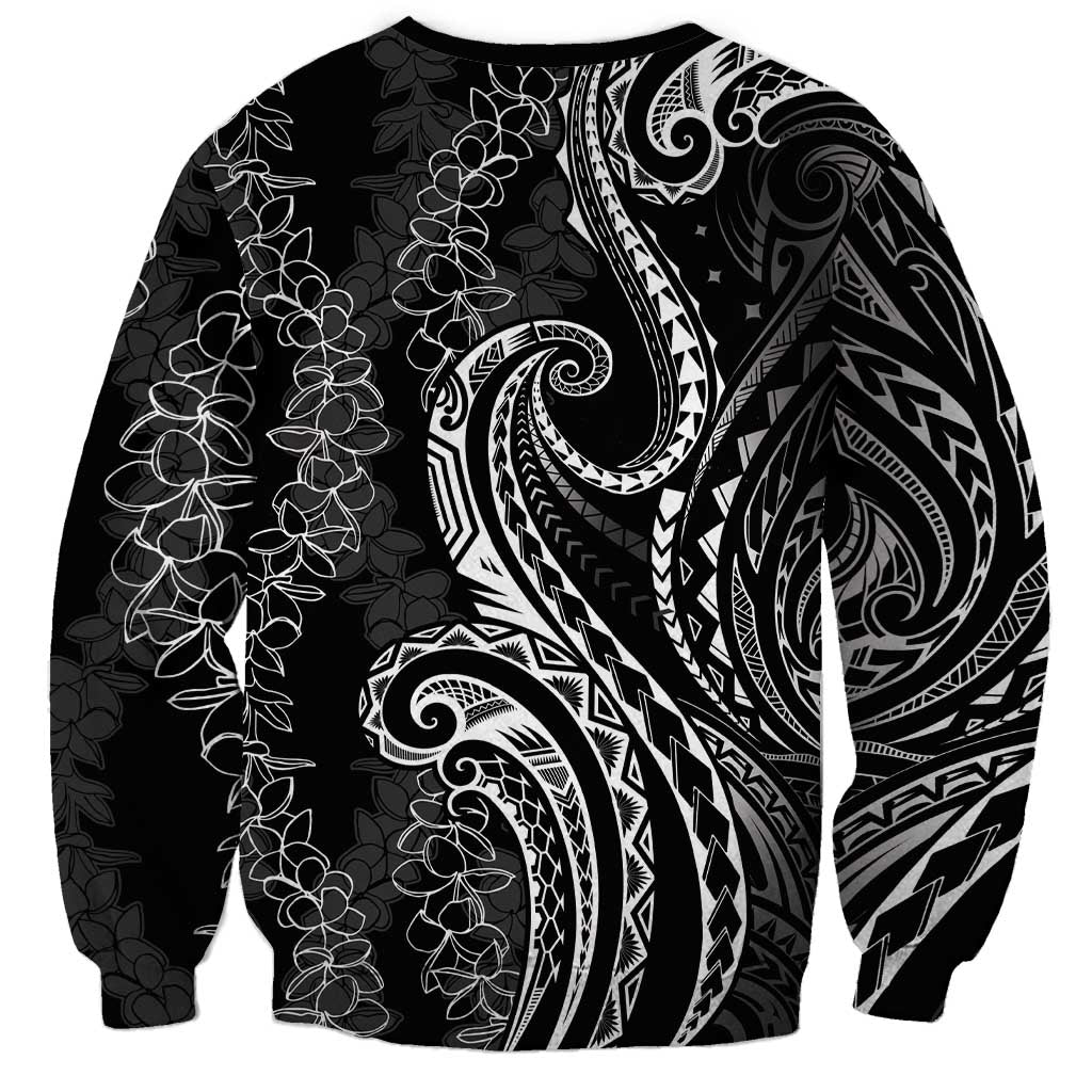 Polynesia Plumeria Lei Sweatshirt Black Curves Motif