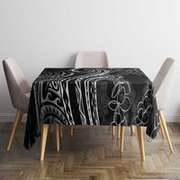 Polynesia Plumeria Lei Tablecloth Black Curves Motif