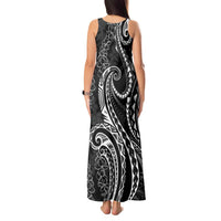 Polynesia Plumeria Lei Tank Maxi Dress Black Curves Motif
