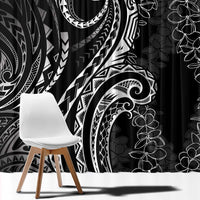 Polynesia Plumeria Lei Window Curtain Black Curves Motif