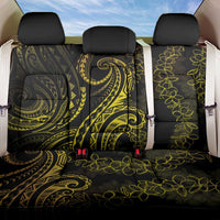 Polynesia Plumeria Lei Back Car Seat Cover Black Gold Curves Motif