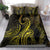 Polynesia Plumeria Lei Bedding Set Black Gold Curves Motif