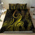 Polynesia Plumeria Lei Bedding Set Black Gold Curves Motif