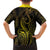 Polynesia Plumeria Lei Family Matching Tank Maxi Dress and Hawaiian Shirt Black Gold Curves Motif