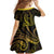 Polynesia Plumeria Lei Family Matching Tank Maxi Dress and Hawaiian Shirt Black Gold Curves Motif