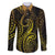 Polynesia Plumeria Lei Family Matching Tank Maxi Dress and Hawaiian Shirt Black Gold Curves Motif