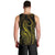 Polynesia Plumeria Lei Men Tank Top Black Gold Curves Motif