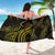 Polynesia Plumeria Lei Sarong Black Gold Curves Motif