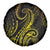 Polynesia Plumeria Lei Spare Tire Cover Black Gold Curves Motif