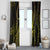 Polynesia Plumeria Lei Window Curtain Black Gold Curves Motif
