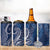 Polynesia Plumeria Lei 4 in 1 Can Cooler Tumbler Navy Blue Curves Motif