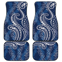 Polynesia Plumeria Lei Car Mats Navy Blue Curves Motif