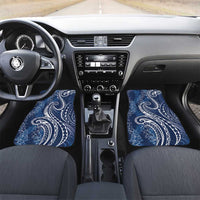 Polynesia Plumeria Lei Car Mats Navy Blue Curves Motif