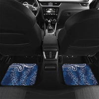 Polynesia Plumeria Lei Car Mats Navy Blue Curves Motif
