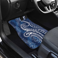 Polynesia Plumeria Lei Car Mats Navy Blue Curves Motif