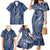 Polynesia Plumeria Lei Family Matching Mermaid Dress and Hawaiian Shirt Navy Blue Curves Motif