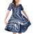 Polynesia Plumeria Lei Family Matching Off Shoulder Short Dress and Hawaiian Shirt Navy Blue Curves Motif