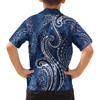 Polynesia Plumeria Lei Family Matching Summer Maxi Dress and Hawaiian Shirt Navy Blue Curves Motif LT7 - Polynesian Pride