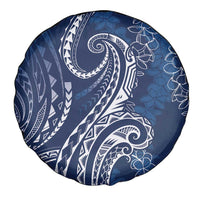 Polynesia Plumeria Lei Spare Tire Cover Navy Blue Curves Motif