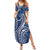 Polynesia Plumeria Lei Summer Maxi Dress Navy Blue Curves Motif