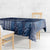Polynesia Plumeria Lei Tablecloth Navy Blue Curves Motif