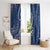 Polynesia Plumeria Lei Window Curtain Navy Blue Curves Motif