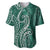 Polynesia Plumeria Lei Baseball Jersey Sage Green Curves Motif