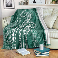 Polynesia Plumeria Lei Blanket Sage Green Curves Motif