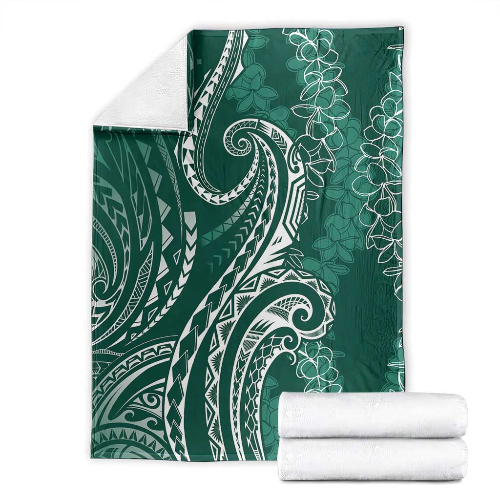 Polynesia Plumeria Lei Blanket Sage Green Curves Motif