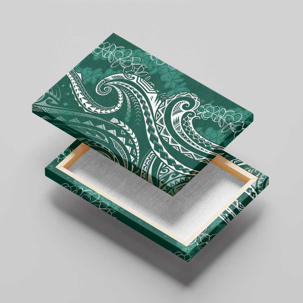 Polynesia Plumeria Lei Canvas Wall Art Sage Green Curves Motif