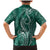 Polynesia Plumeria Lei Family Matching Mermaid Dress and Hawaiian Shirt Sage Green Curves Motif