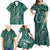 Polynesia Plumeria Lei Family Matching Off Shoulder Maxi Dress and Hawaiian Shirt Sage Green Curves Motif