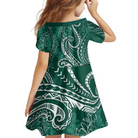 Polynesia Plumeria Lei Family Matching Summer Maxi Dress and Hawaiian Shirt Sage Green Curves Motif LT7 - Polynesian Pride