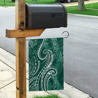 Polynesia Plumeria Lei Garden Flag Sage Green Curves Motif