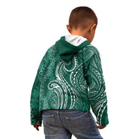 Polynesia Plumeria Lei Kid Hoodie Sage Green Curves Motif