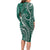 Polynesia Plumeria Lei Long Sleeve Bodycon Dress Sage Green Curves Motif