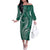 Polynesia Plumeria Lei Off The Shoulder Long Sleeve Dress Sage Green Curves Motif