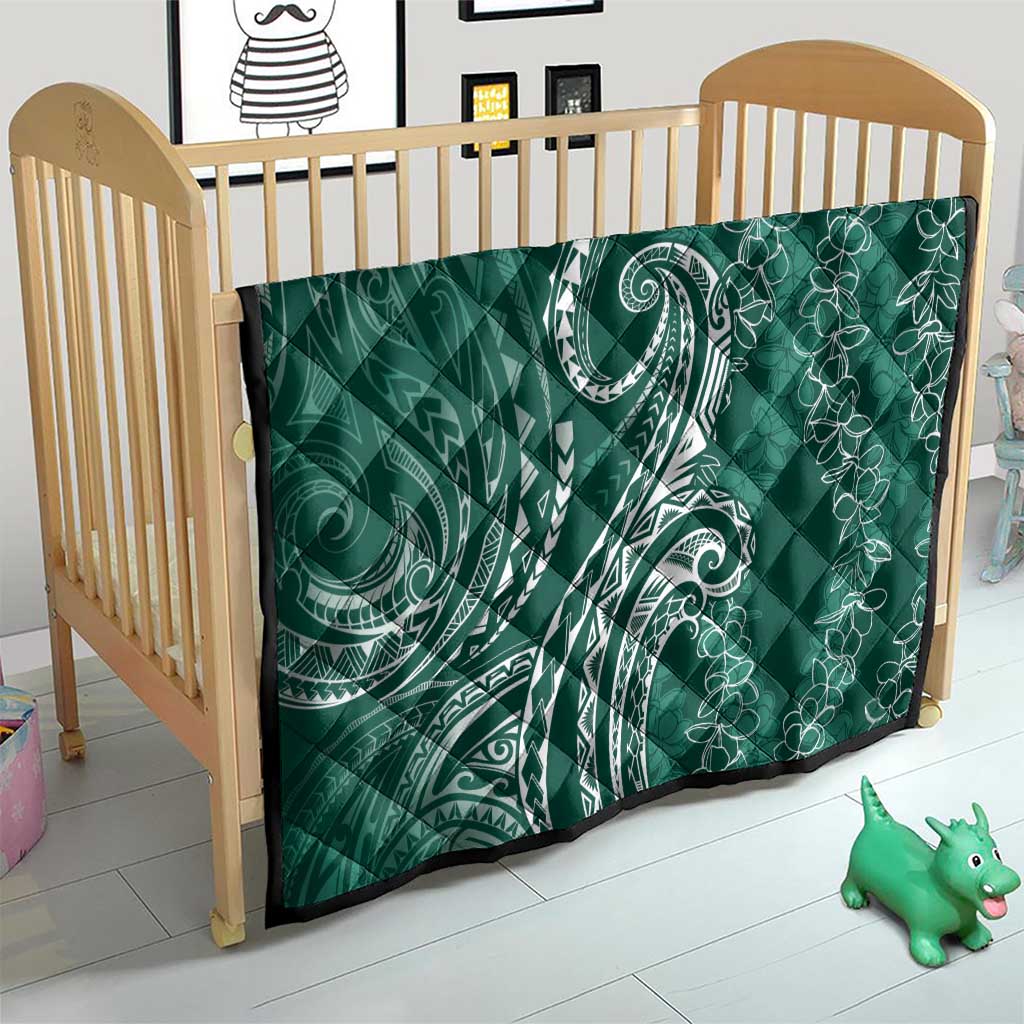 Polynesia Plumeria Lei Quilt Sage Green Curves Motif